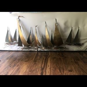 Signed, C Jere,Sailboat Copper Wall Sculpture 60’s